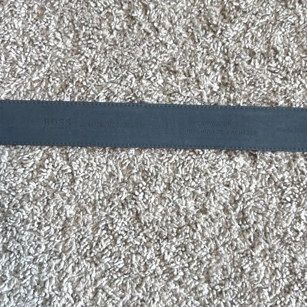 Hugo Boss Mens Uderico Black Leather Belt Silver Buckle Size 36 95 50252985